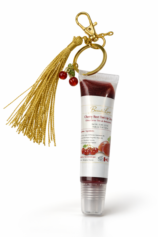 Cherry Beet Tint Lip Gloss with Keychain (Gold )