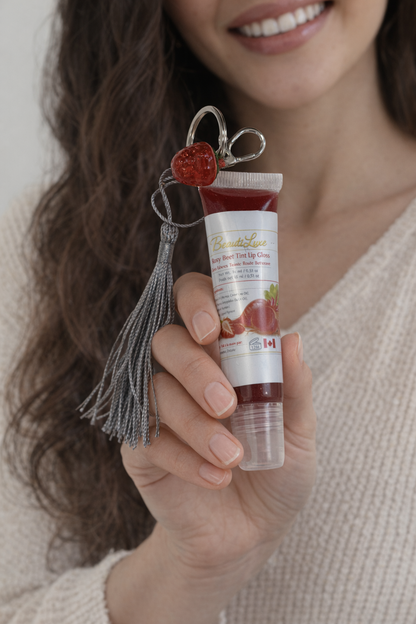 Rosy Beet Tint Lip Gloss with Keychain (Silver)