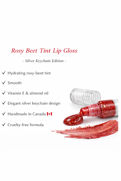 Rosy Beet Tint Lip Gloss with Keychain (Silver)