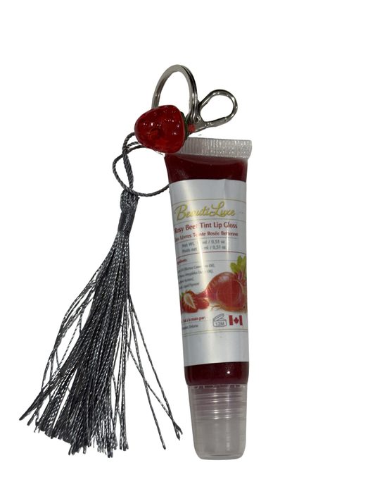 Rosy Beet Tint Lip Gloss with Keychain (Silver)