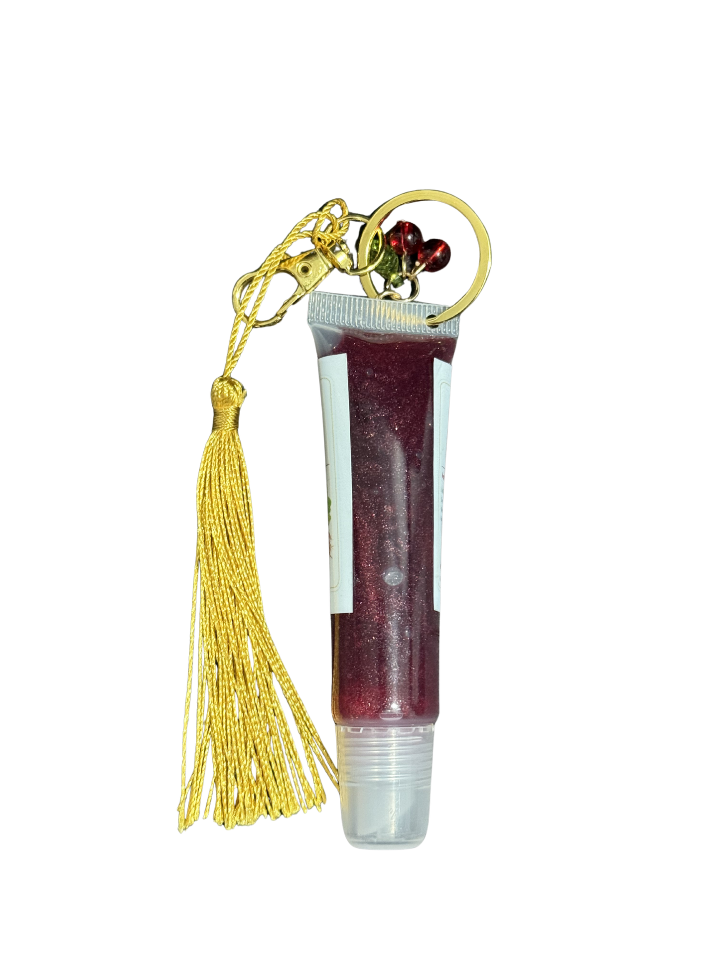 Cherry Beet Tint Lip Gloss with Keychain (Gold )